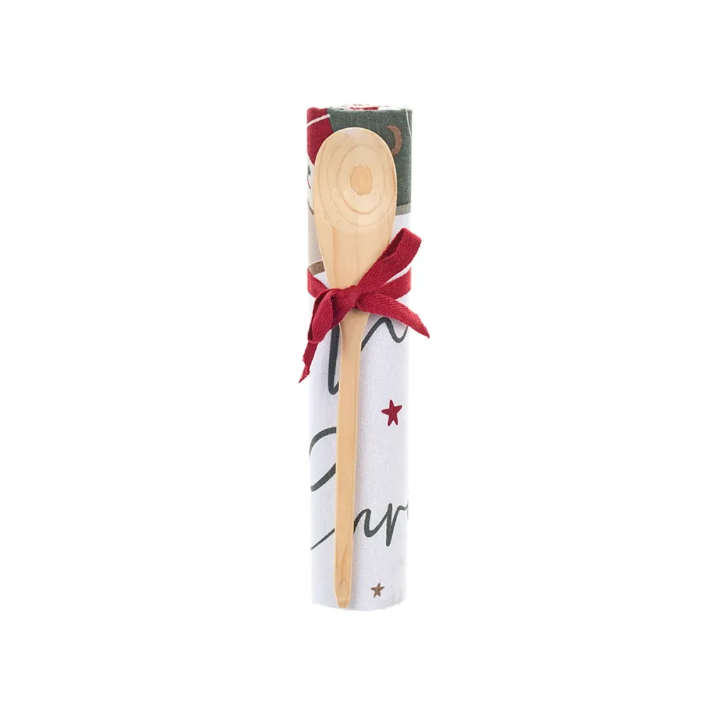 Nuvole di Stoffa Strofinaccio con Mestolo Legno 40x70 cm Merry Christmas