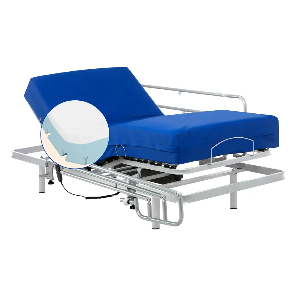 Pack letto ortopedico elettrico con materasso viscoelastico Professional V6 (80x190 cm, Sponde letto)