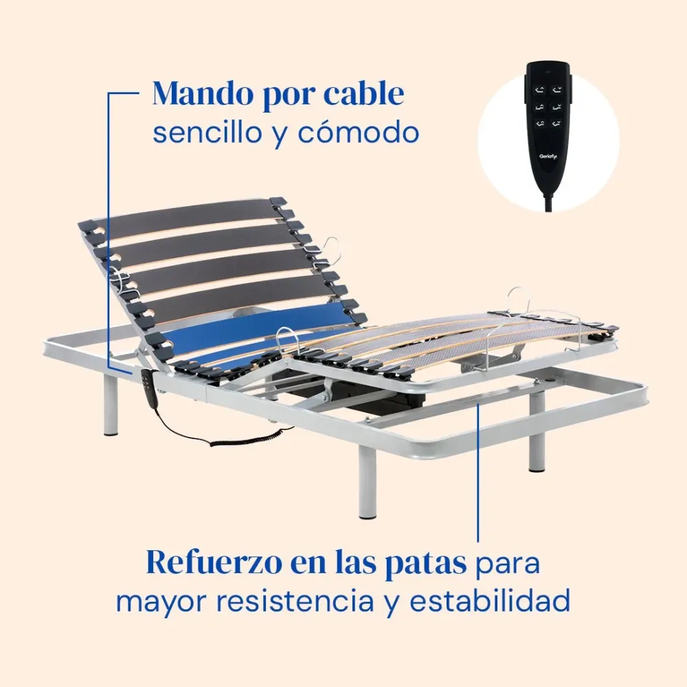 Pack letto ortopedico elettrico con materasso viscoelastico Professional V6 (80x190 cm, Sponde letto)