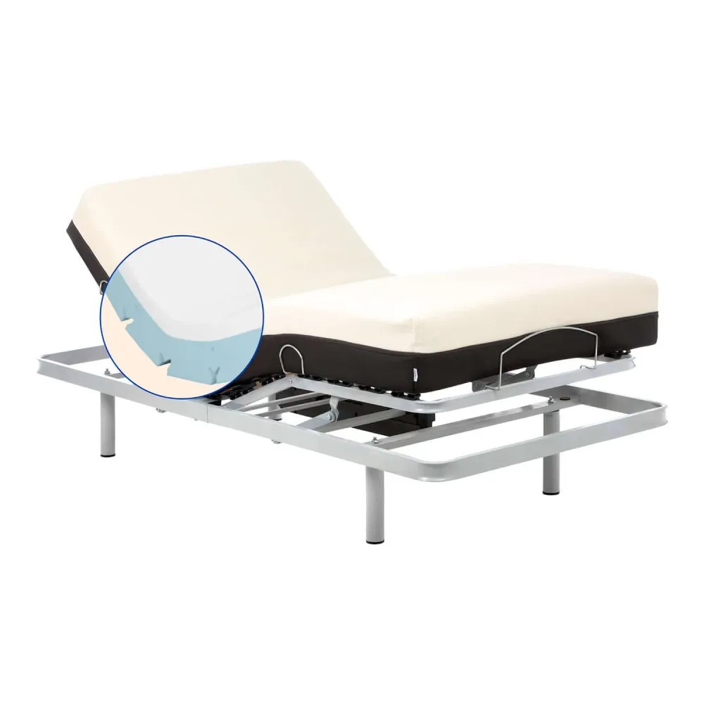 Pack letto ortopedico elettrico con materasso memory foam Cotton | Telecomando wireless (90x200 cm)
