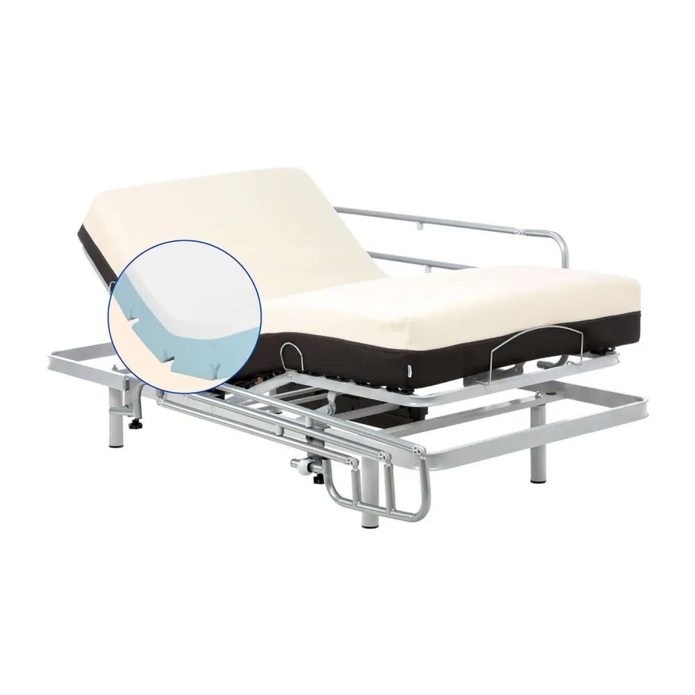 Pack letto ortopedico elettrico con materasso memory foam Cotton | Telecomando wireless (80x190 cm, sponde letto)