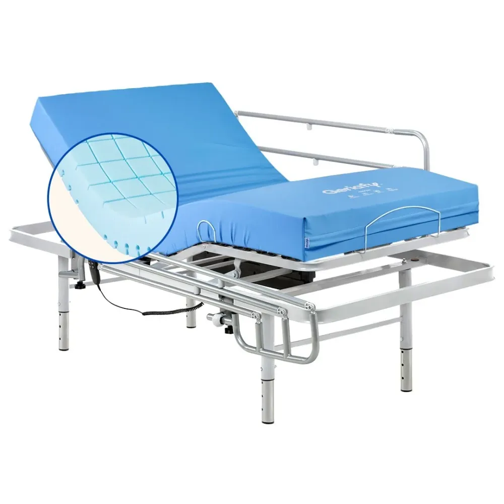 Pack Letto Ospedaliero regolabile altezza con Materasso Impermeabile Origin HR (90x190 cm, sponde)