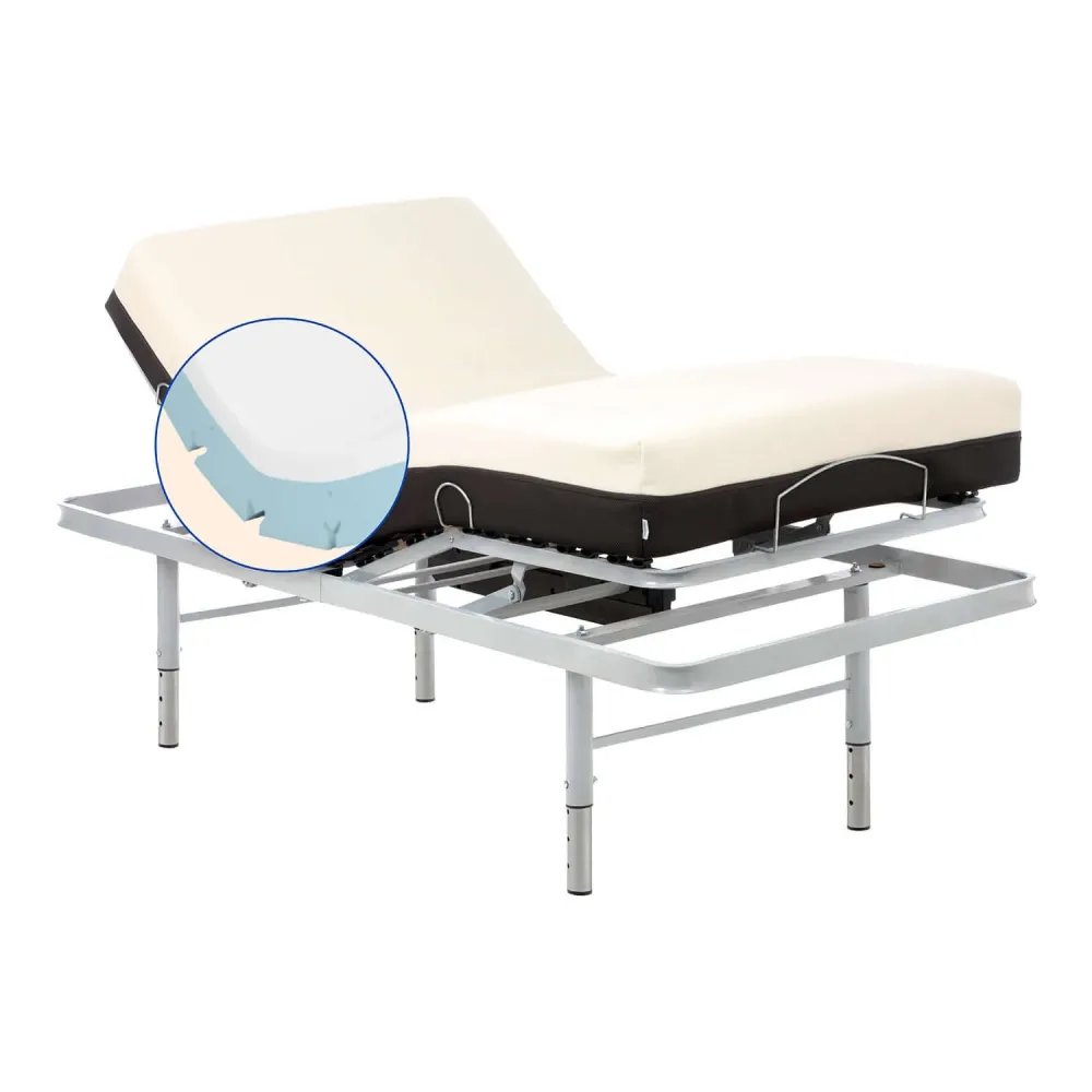 Pack letto ospedaliero regolabile altezza con materasso memory foam Cotton | Telecomando Wireless