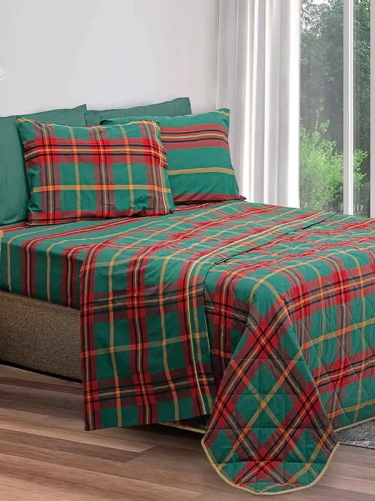 Parure Copripiumino Percalle Di Puro Cotone 200TC Tinto Filo New Castle - Daunex