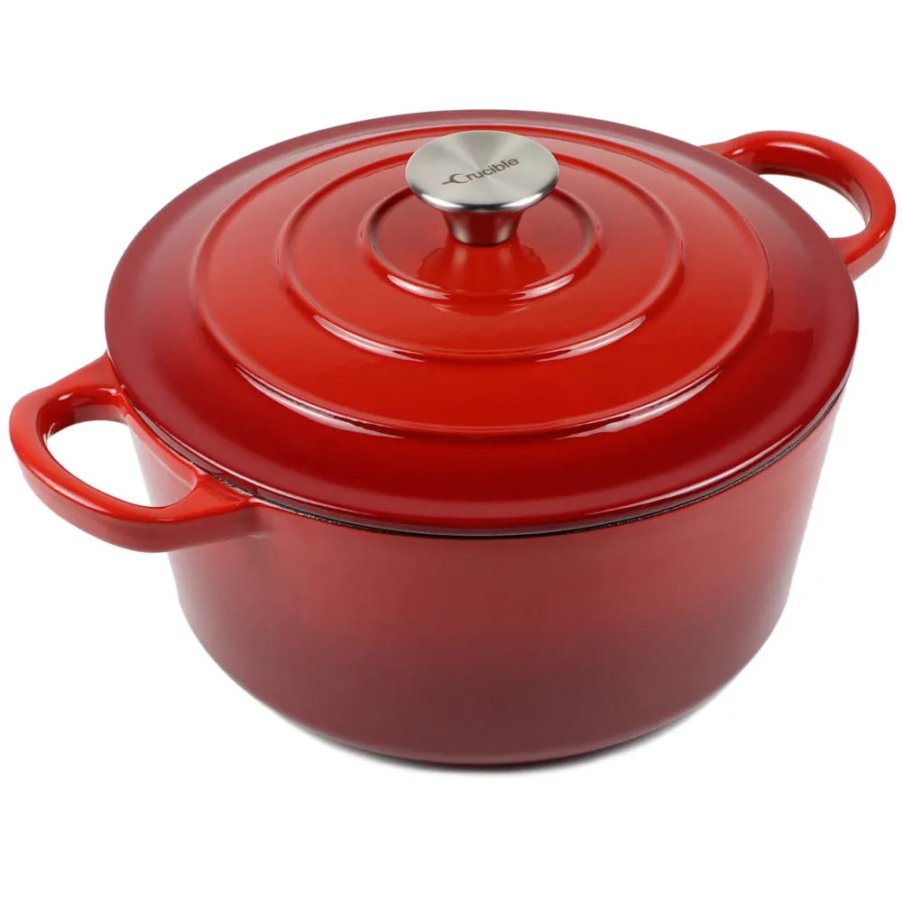 Pentola Dutch Oven ghisa smaltata, Cocotte, teglia da casseruola - rotonda rossa 10.23" (26 cm)