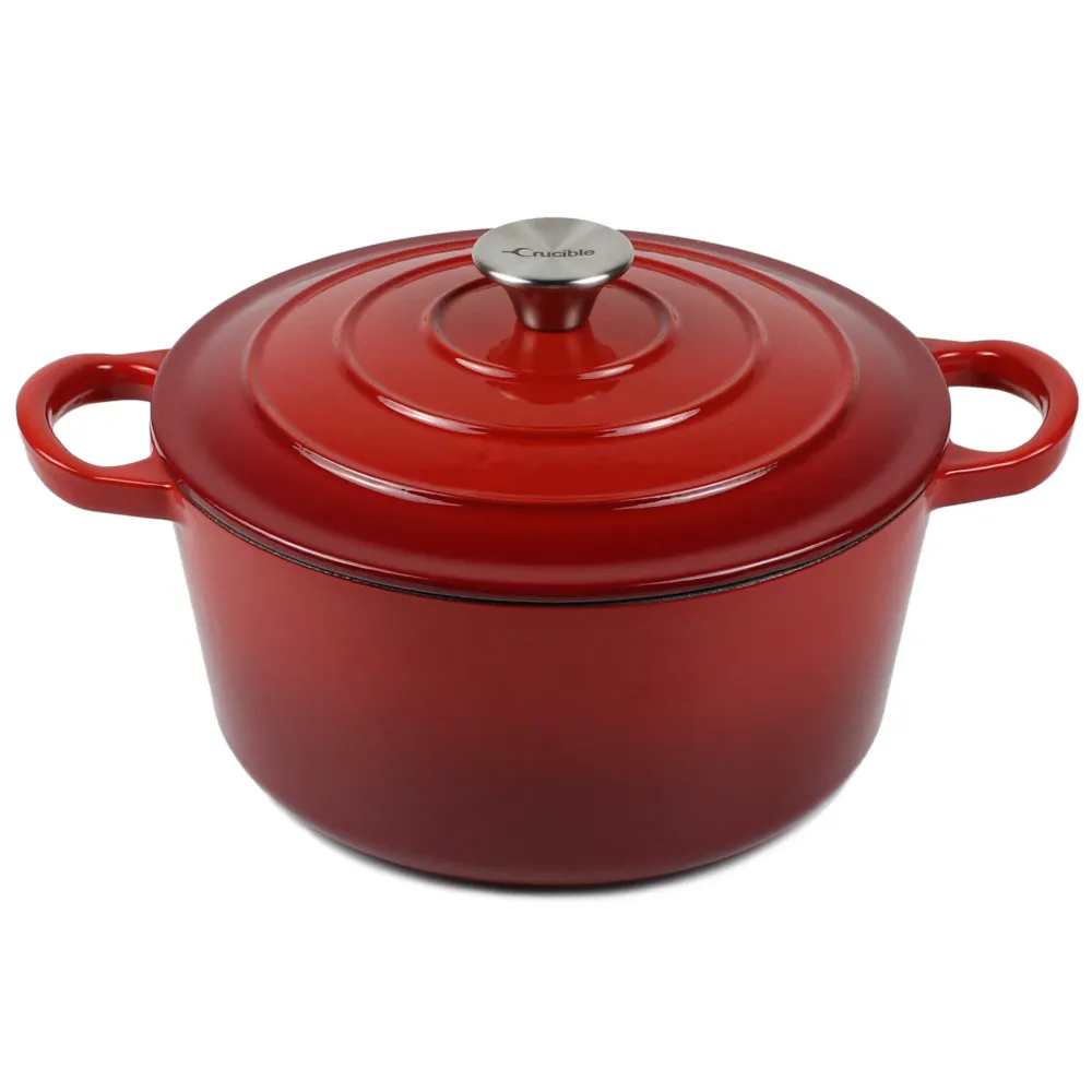 Pentola Dutch Oven ghisa smaltata, Cocotte, teglia da casseruola - rotonda rossa 10.23" (26 cm)