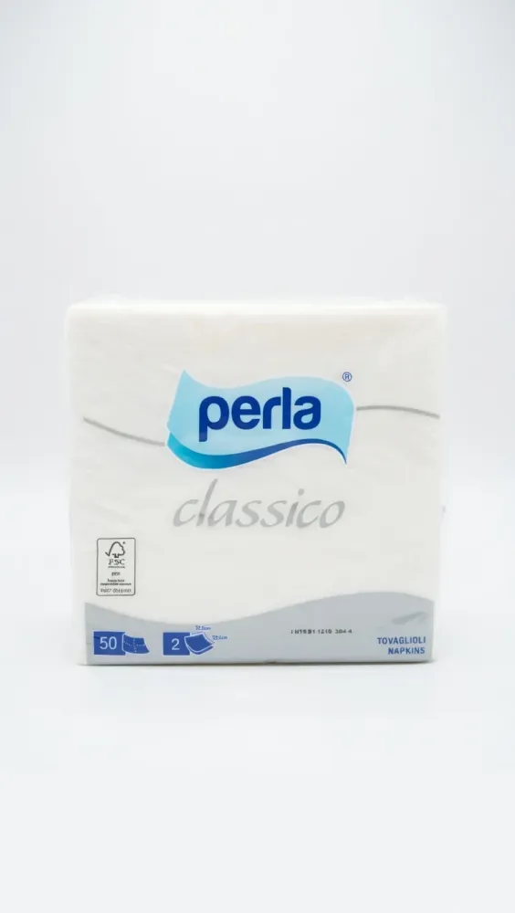 PERLA Tovaglioli di Carta 33x33 cm | 50 Pezzi | Doppia Ovatta 2 Veli | Morbidi e Resistenti per Tavola ed Eventi