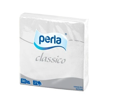 PERLA Tovaglioli di Carta 33x33 cm | 50 Pezzi | Doppia Ovatta 2 Veli | Morbidi e Resistenti per Tavola ed Eventi