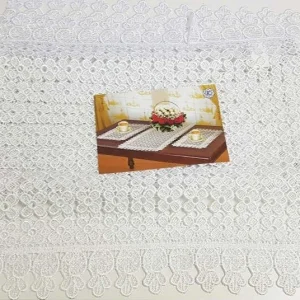 3 Pezzi Centrini Centrino Centrotavola Bianco Merletto Fiori Runner Tessuto