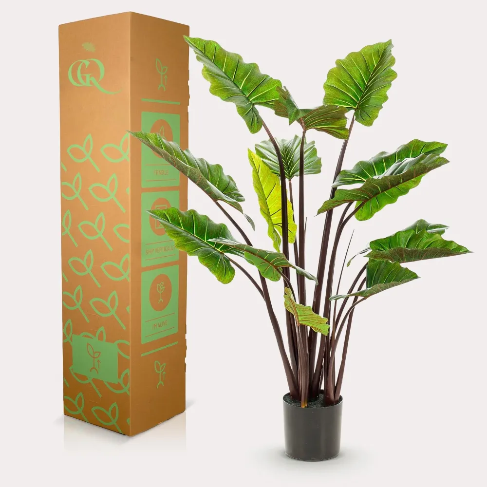 Pianta artificiale Colocasia Pink China - h130cm, Ø15cm