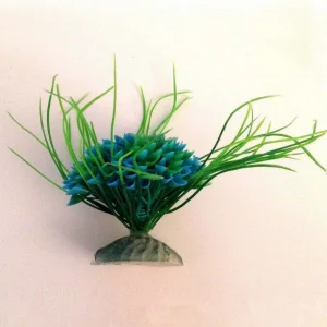 Pianta 7 Cm Piantina Artificiale Acquario Piante Finte Plastica Cespuglio Blu