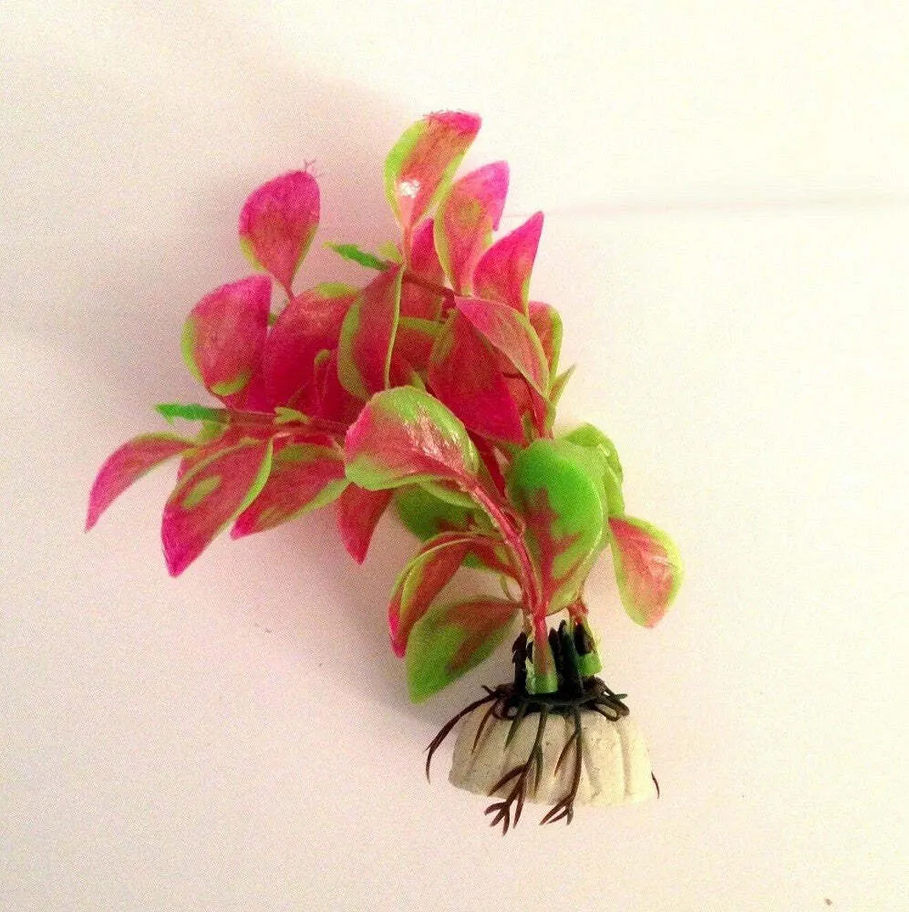 Pianta 11 Cm Piantina Artificiale Per Acquario Piante Finte Plastica Verde Viola