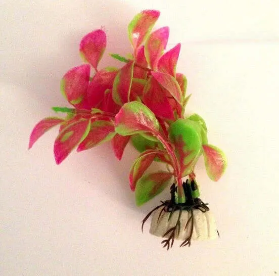 Pianta 11 Cm Piantina Artificiale Per Acquario Piante Finte Plastica Verde Viola