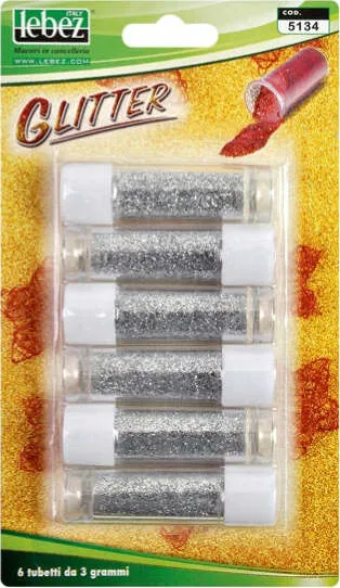 Porporina glitter - 2gr - argento - Lebez - conf. 6 tubi
