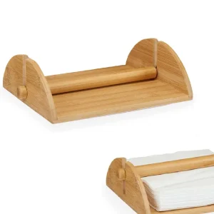 Porta Tovaglioli Legno di Bambù 18 x 23.5 h 6.8 cm Stile Moderno