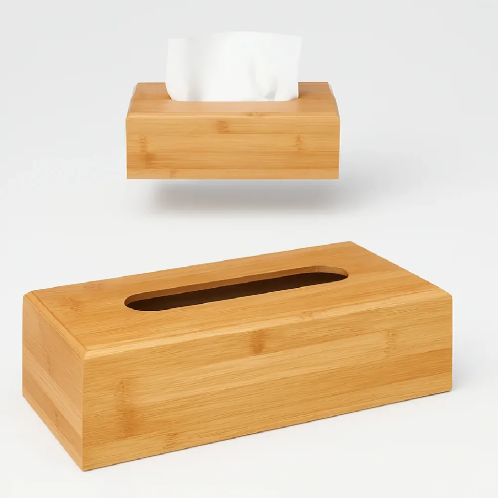 Porta Tovaglioli Legno di Bambù Design Moderno 13x25H8 cm Naturale da Tavola