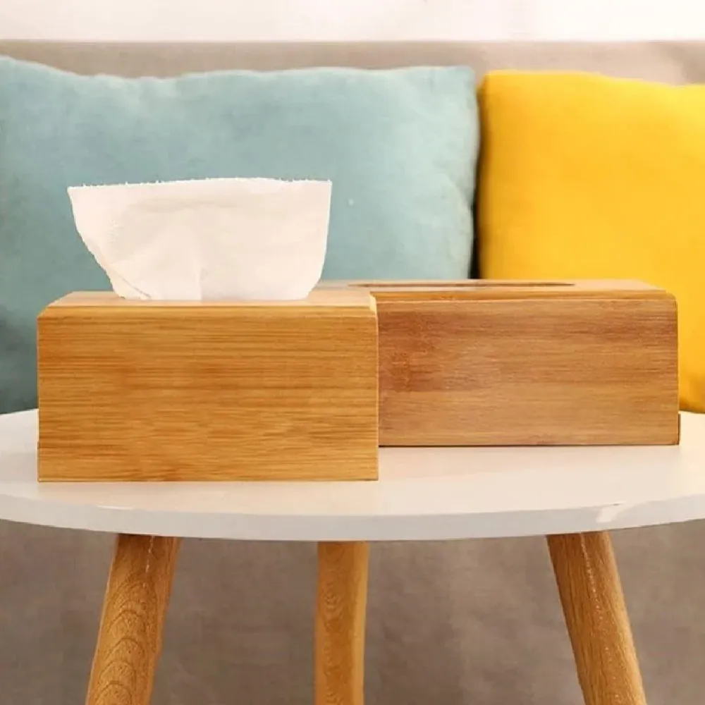 Porta Tovaglioli Legno di Bambù Design Moderno 13x25H8 cm Naturale da Tavola