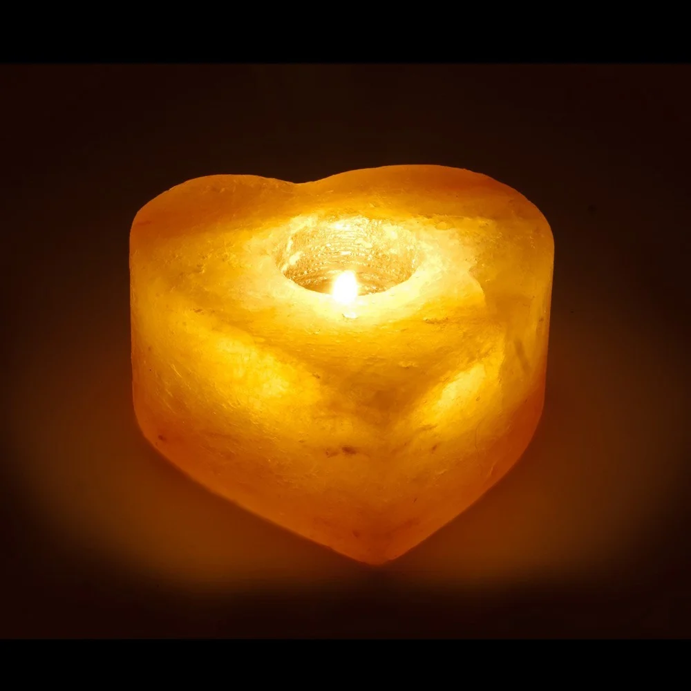 Portacandela Cuore Sale Himalayano: Atmosfera Romantica e Rilassante