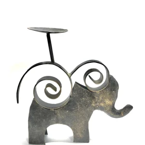 Portacandela elefante ferro battuto