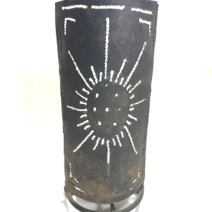 Portacandela ferro battuto con sole inciso