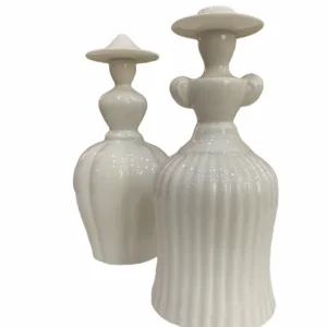 Portacandela figura uomo donna porcellana bianca coppia marito moglie