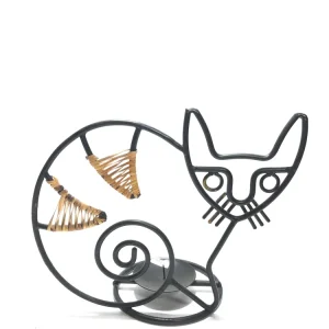 Portacandela gatto ferro battuto