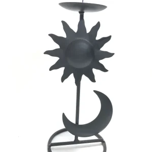Portacandela sole e luna ferro battuto