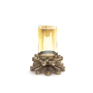 PORTACANDELE ALLUMINIO PIGNA C/PARAFIAMMA CHAMPAGNE GOLD CM 25X30