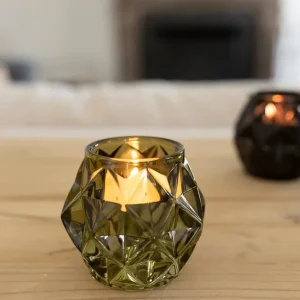 Portacandele dal design con diamante verde
