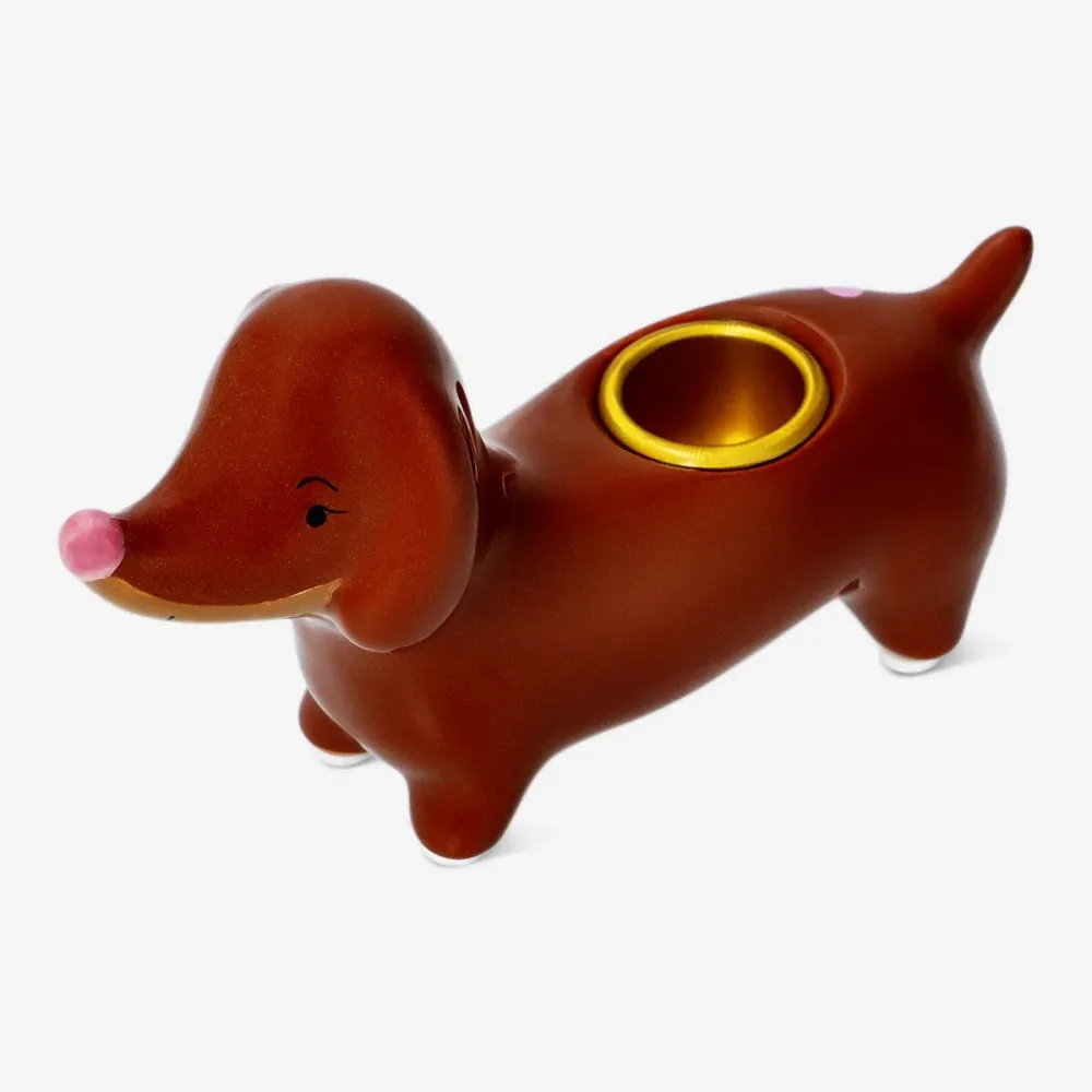 Portacandele forma di cane salsiccia