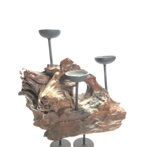 Portacandele legno e ferro battuto