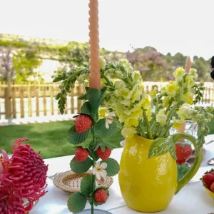 Portacandele metallo con design fragola