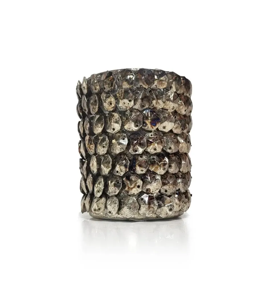 Portacandele metallo con struttura squame 10,5 cm