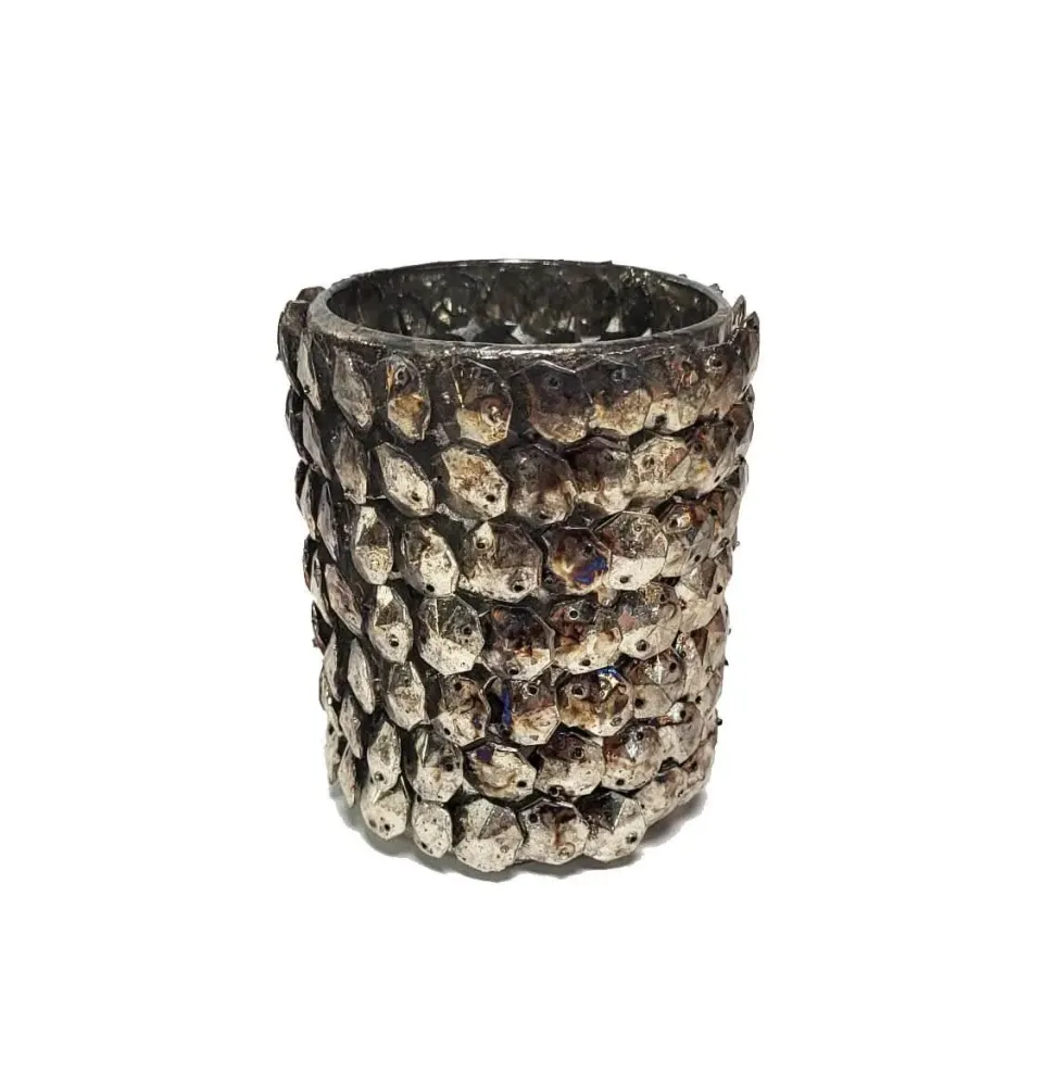 Portacandele metallo con struttura squame 10,5 cm