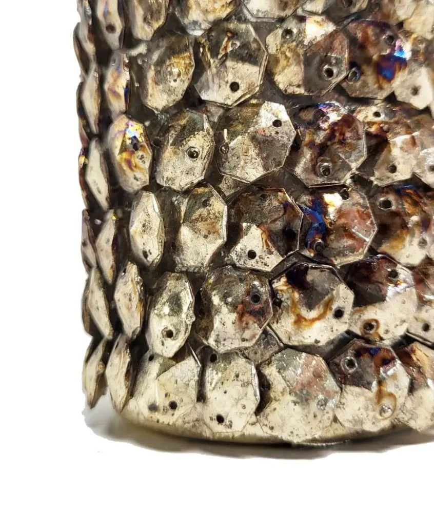 Portacandele metallo con struttura squame 10,5 cm