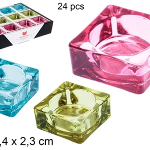 Portacandele quadrato vetro colori assortiti 5,4 cm