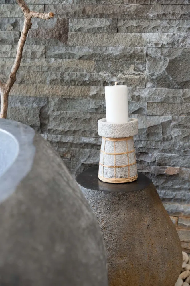 Il Portacandele Serene - Grigio Cemento Naturale - L
