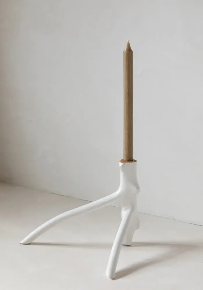 Il Portacandele Triple Twig - Bianco