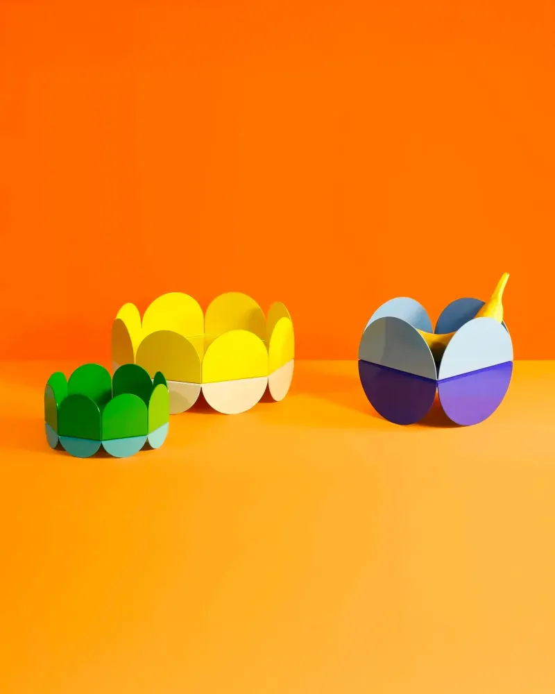 Portafrutta metallo fatto mano Wave