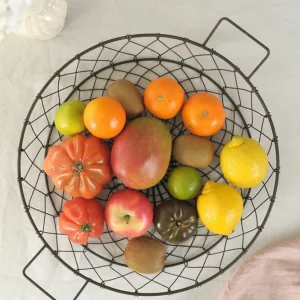 Portafrutta Rotondo con Manico Ferro Nero