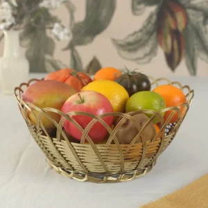 Portafrutta rotondo metallo dorato