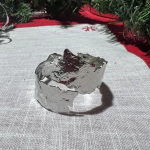 Portatovaglioli metallo martellato argento Fascia