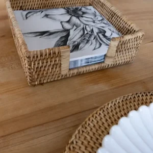 Portatovaglioli quadrato rattan marrone naturale