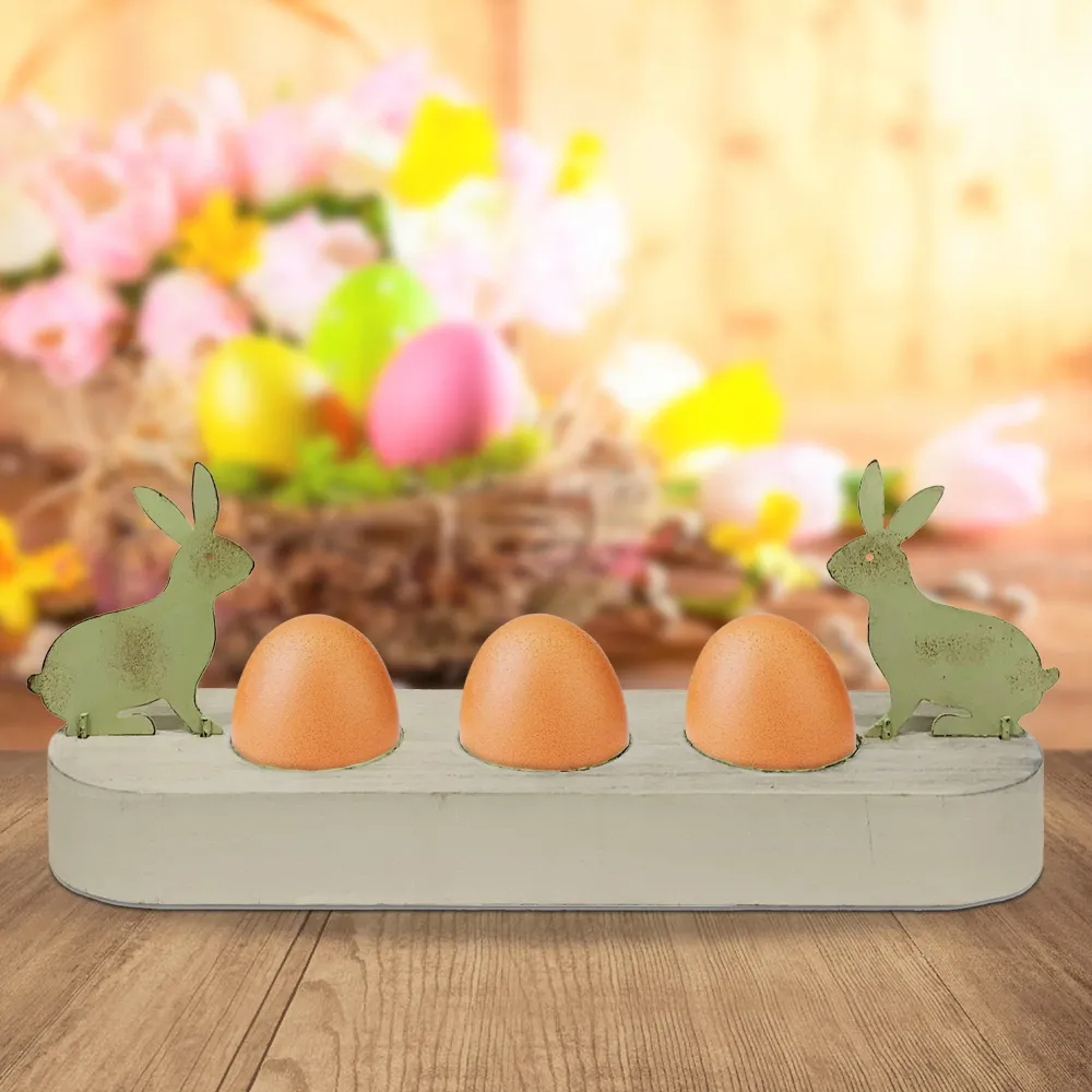 Portauova legno pasquale decorazione Pasqua coniglietti Nuvole di Stoffa 6120