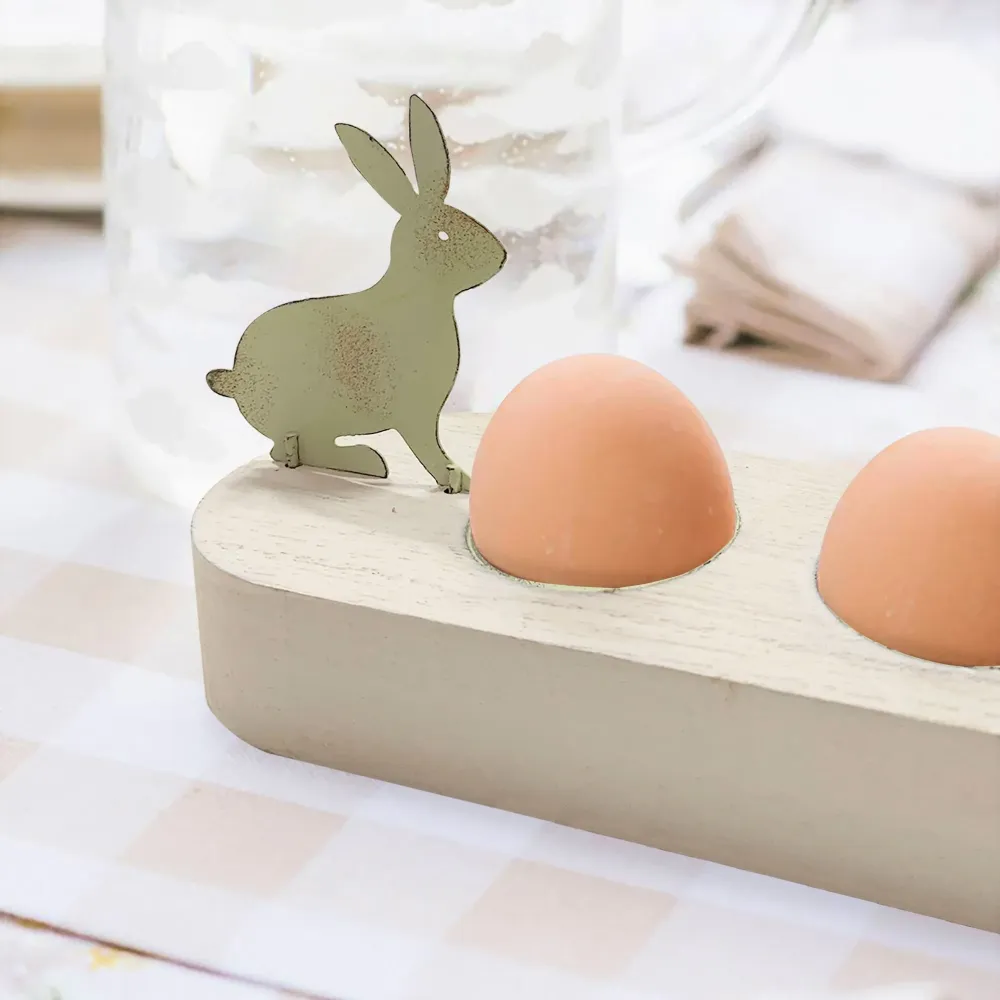 Portauova legno pasquale decorazione Pasqua coniglietti Nuvole di Stoffa 6120