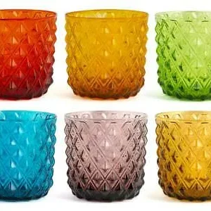 RAVELLO set 6 Bicchieri vetro multicolor assortiti 30 cl