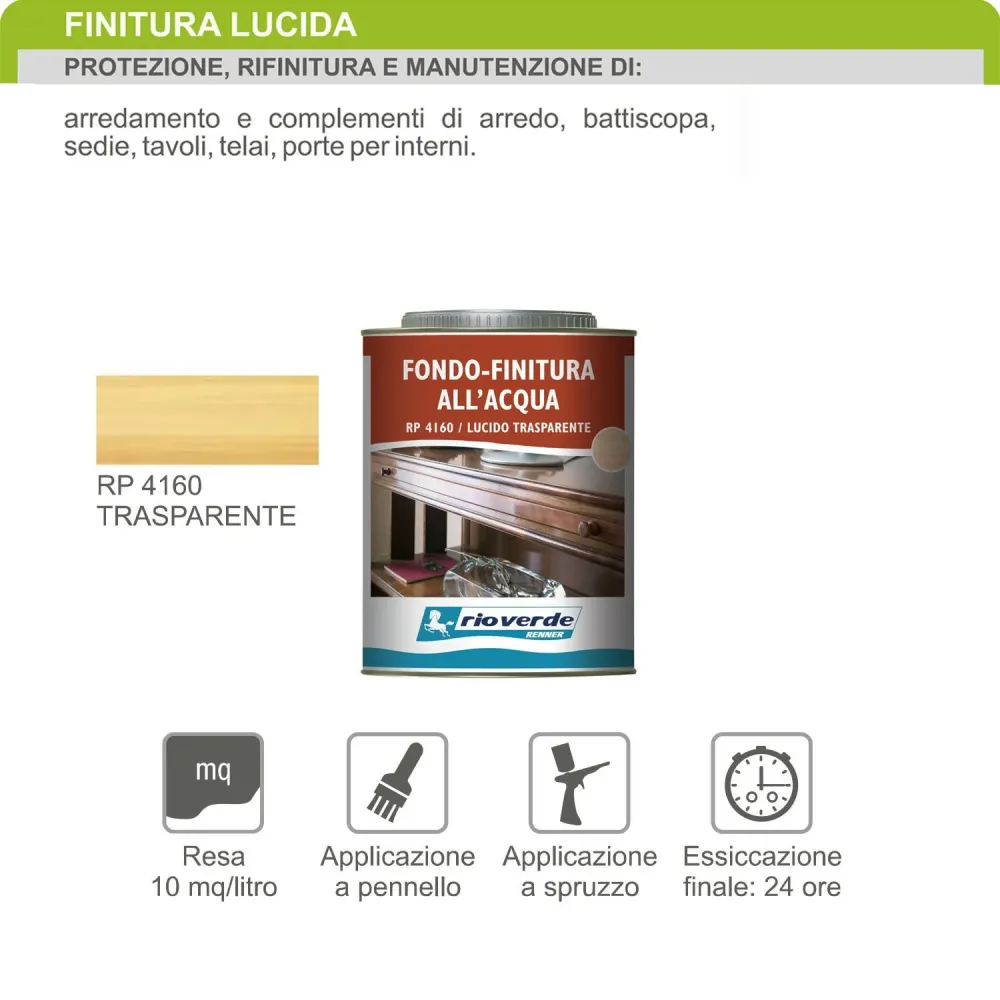 Renner RP 4160 750ml lucido trasparente fondo finitura all'acqua