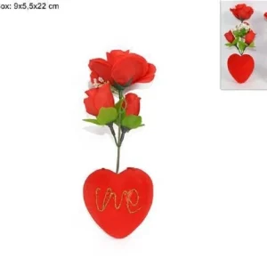 Rosa Rossa Artificiale Con Cuore Orsetto Box Regalo Per San Valentino 3 Mod Ass