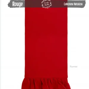 Runner rosso natalizio con volant cotone