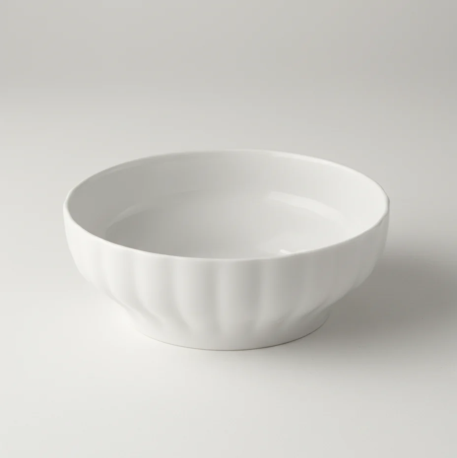 Saturnia Insalatiera Napoli Costolata Ø 23 cm – Porcellana Bianca Professionale – Elegante Design Coste per Tavola e Catering
